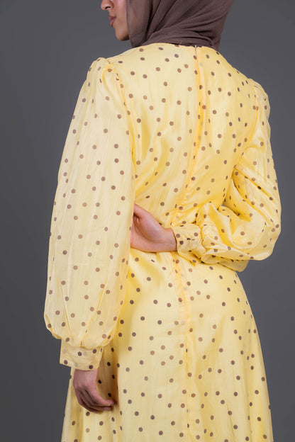 Polka Dots Wrap Dress -Yellow