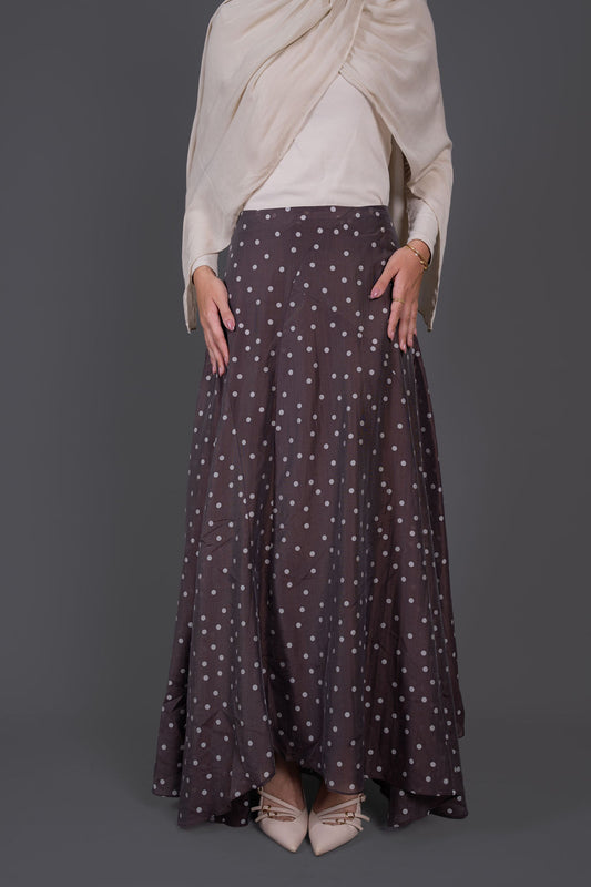 Polka Dots Skirt -Brown
