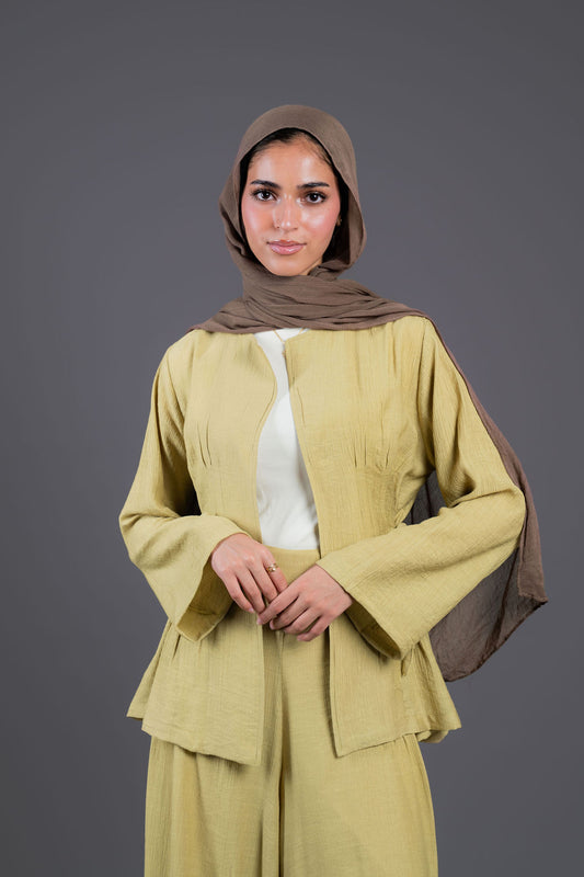 Drawstring Waist Set-Sage