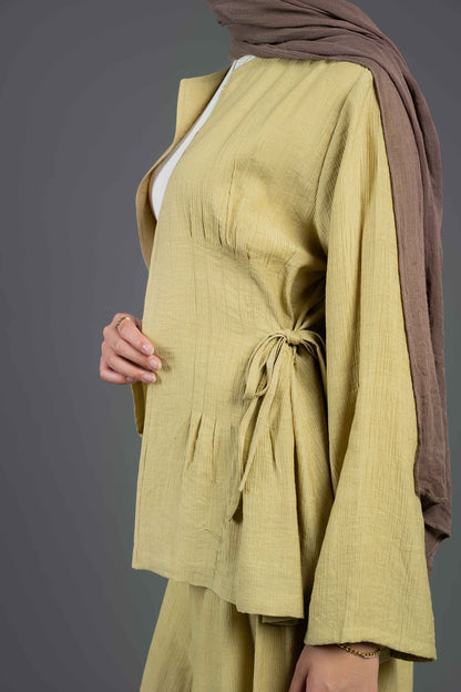 Drawstring Waist Set-Sage