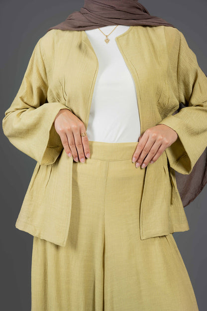 Drawstring Waist Set-Sage