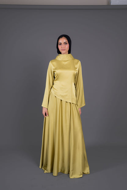 Soft Drape Satin Set -Kiwi