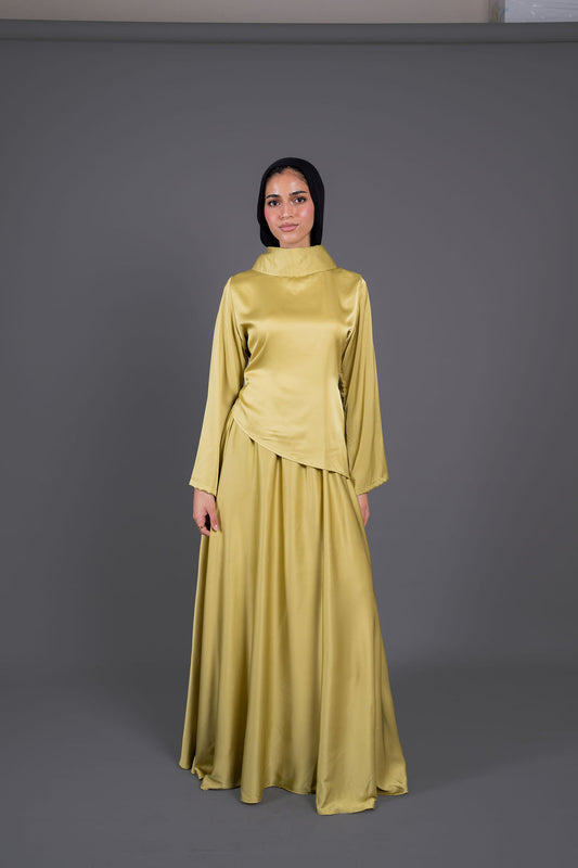 Soft Drape Satin Set -Kiwi