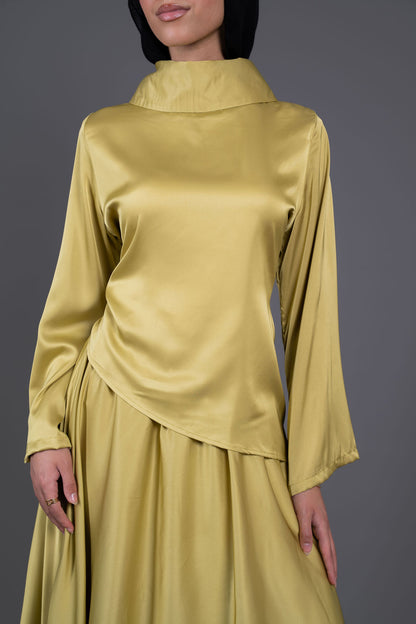 Soft Drape Satin Set -Kiwi
