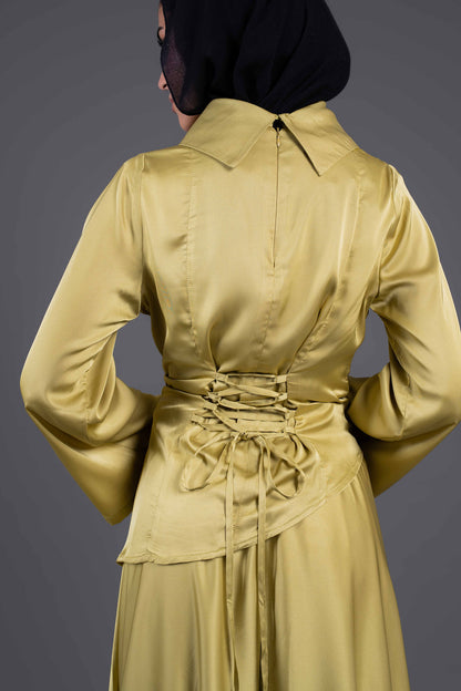 Soft Drape Satin Set -Kiwi