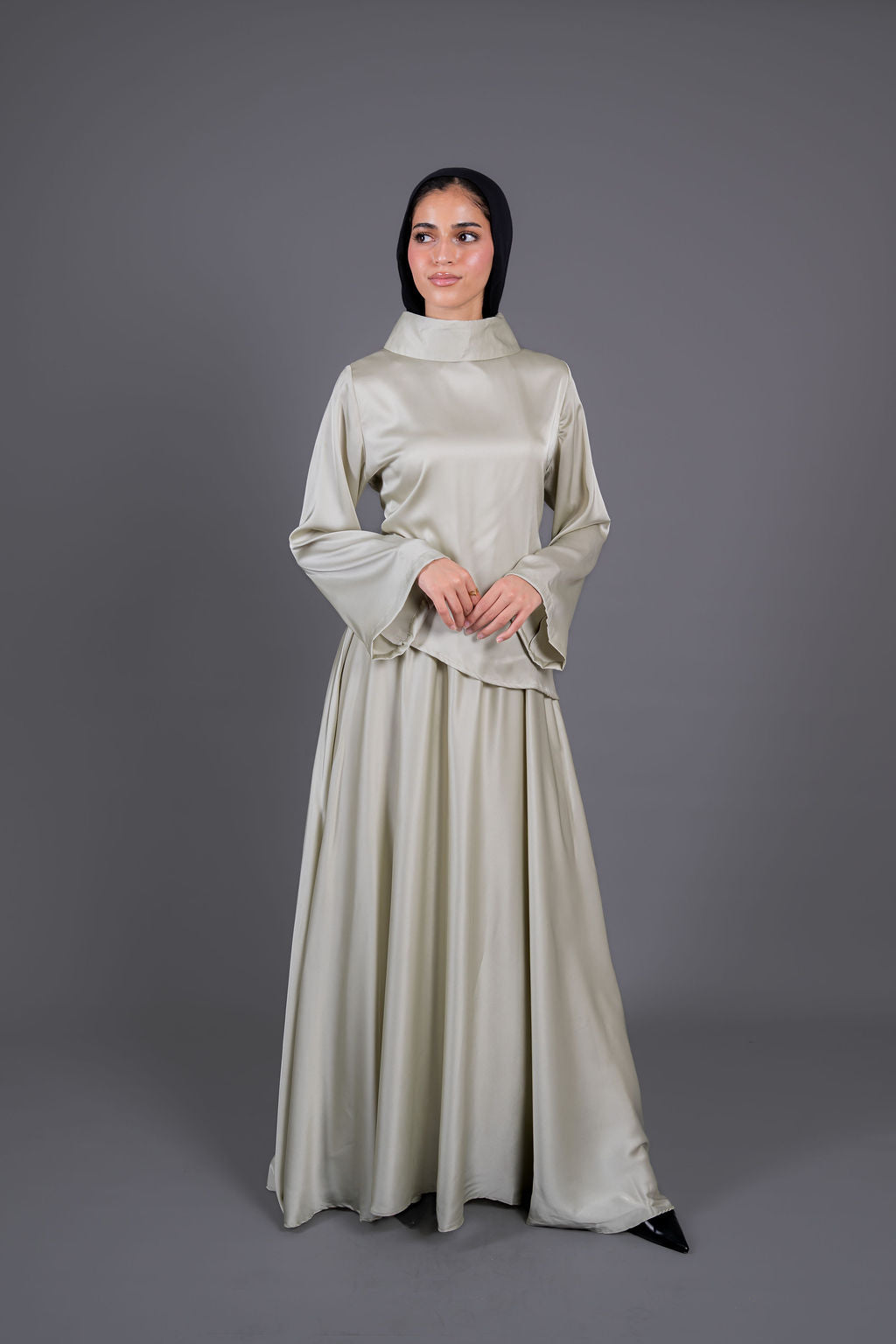 Soft Drape Satin Set -Mint
