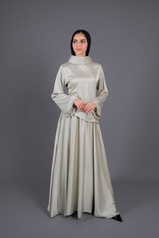 Soft Drape Satin Set -Mint