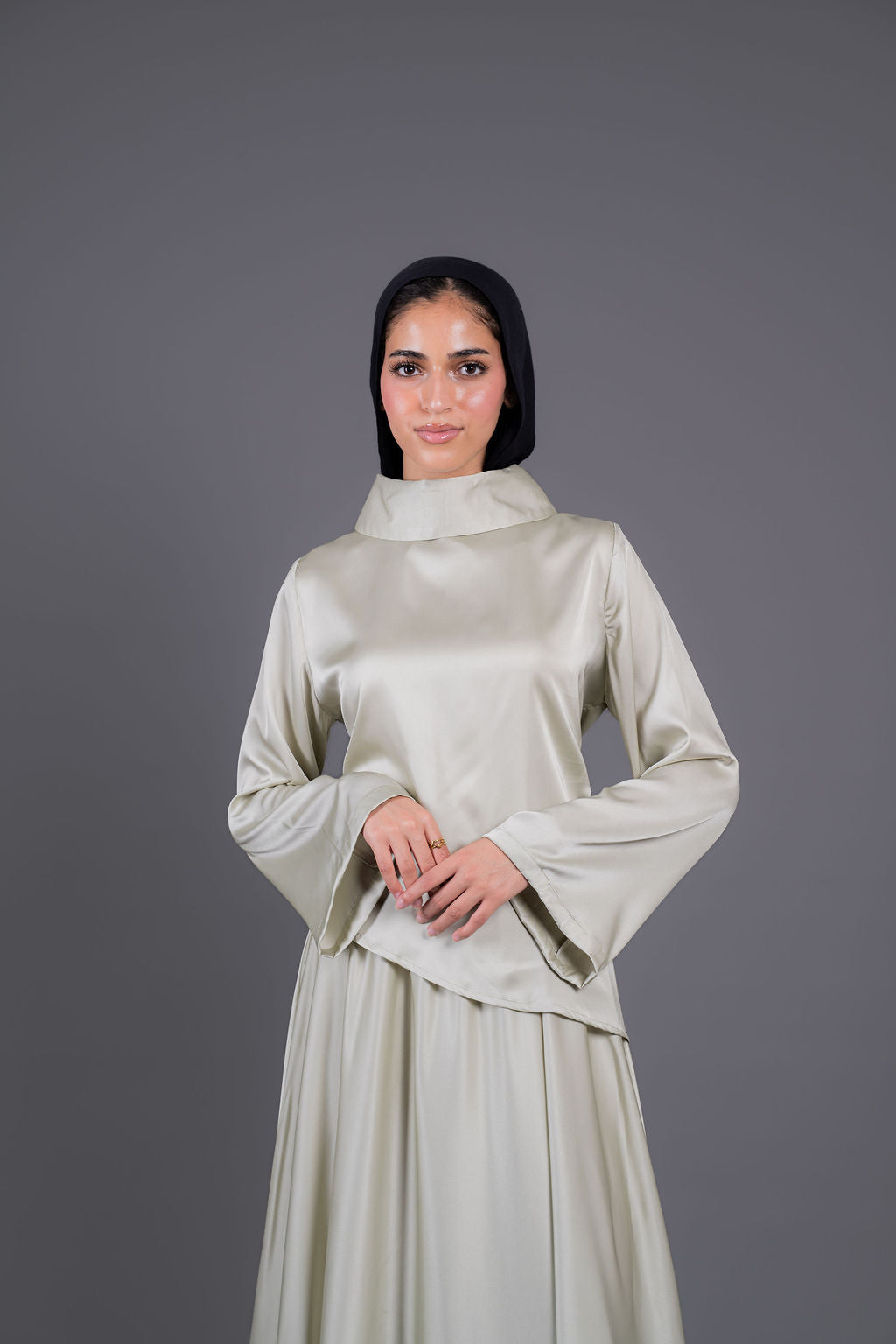 Soft Drape Satin Set -Mint