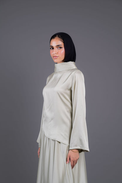 Soft Drape Satin Set -Mint