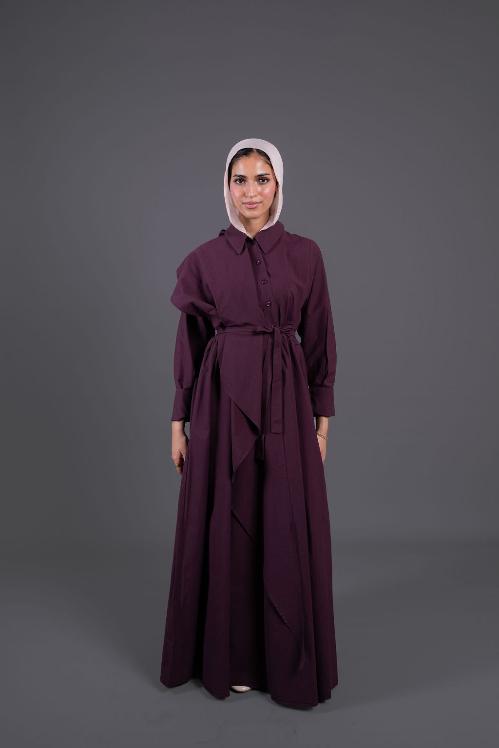Front Ruffle Maxi Dress - Burghundy