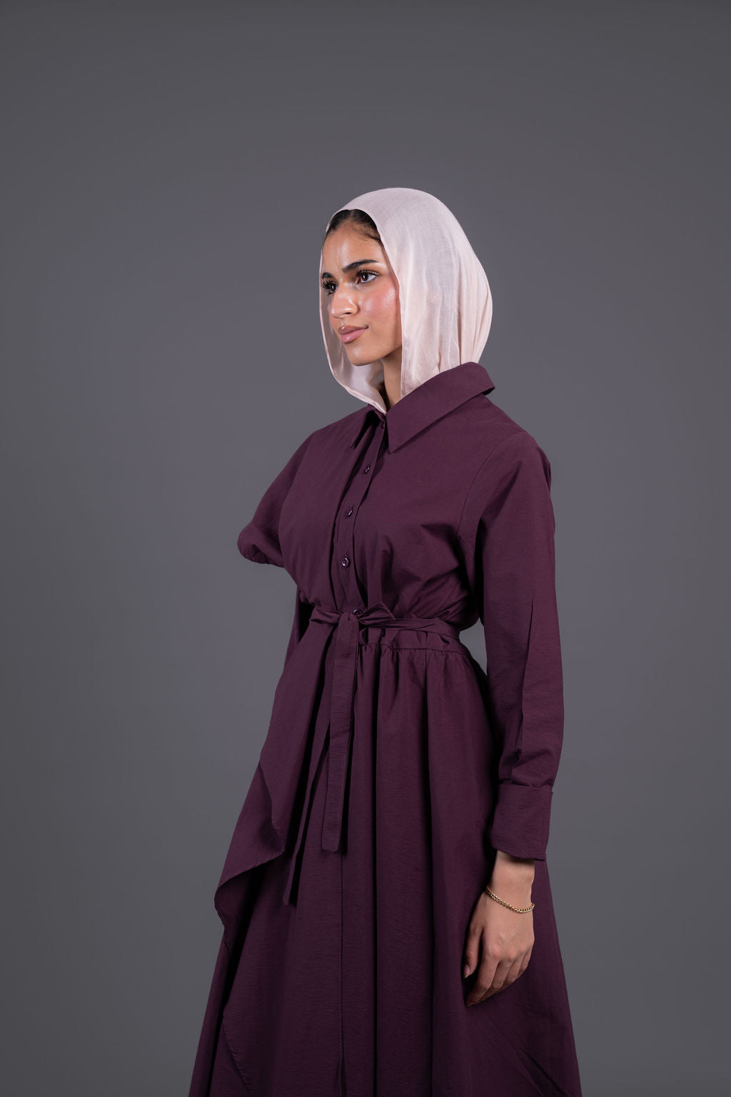 Front Ruffle Maxi Dress - Burghundy