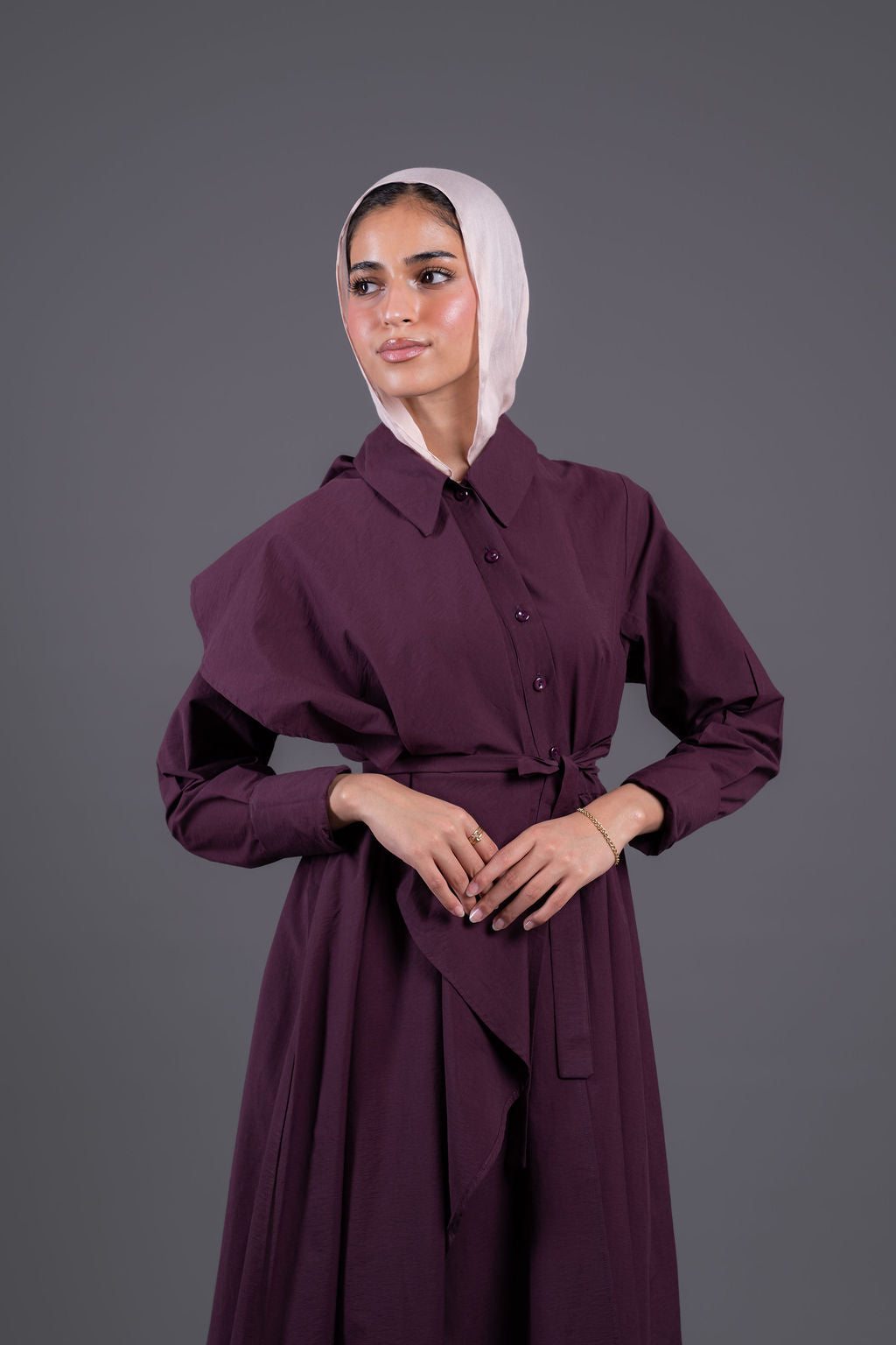Front Ruffle Maxi Dress - Burghundy