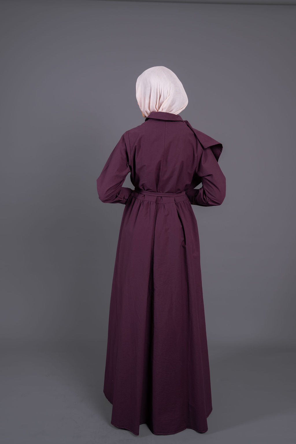 Front Ruffle Maxi Dress - Burghundy