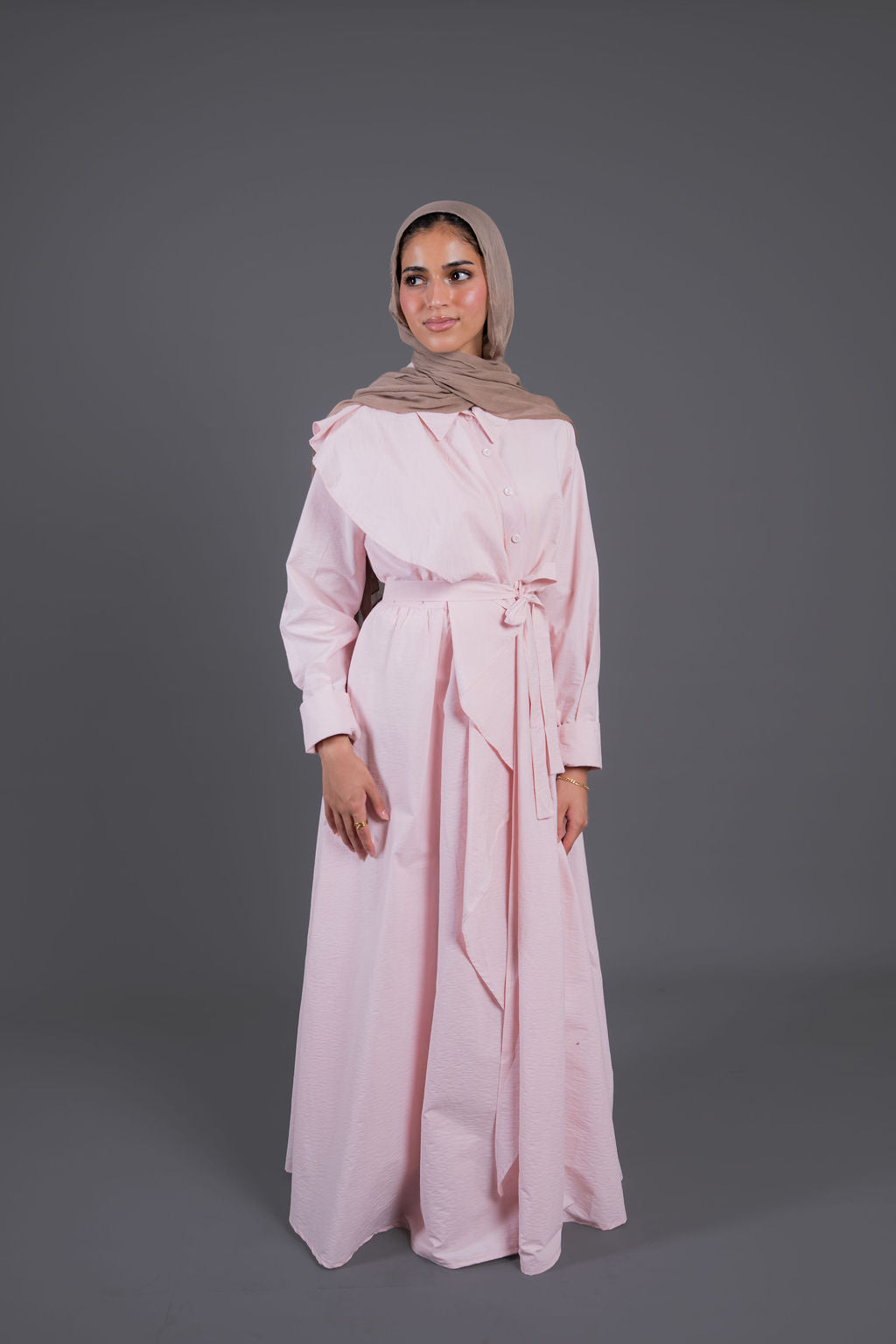 Front Ruffle Maxi Dress - Pink