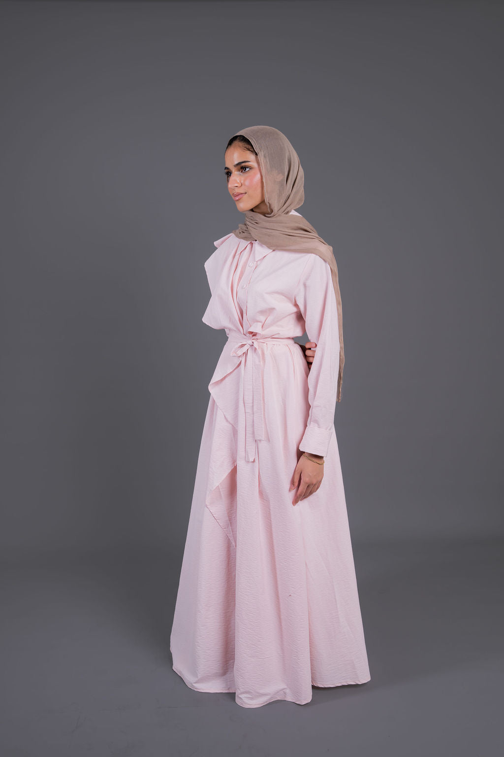Front Ruffle Maxi Dress - Pink