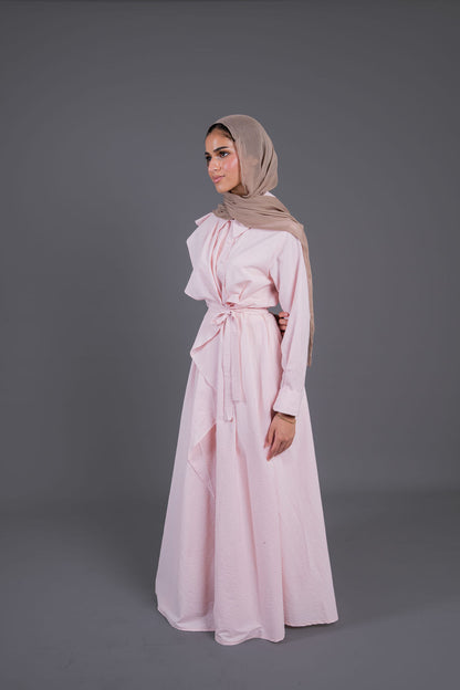 Front Ruffle Maxi Dress - Pink