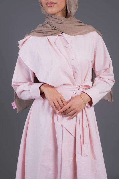 Front Ruffle Maxi Dress - Pink