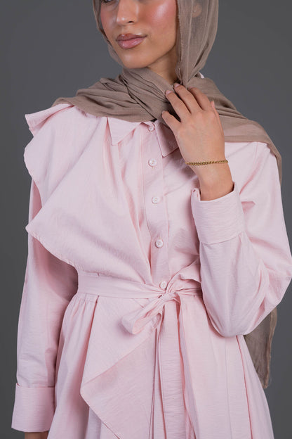 Front Ruffle Maxi Dress - Pink