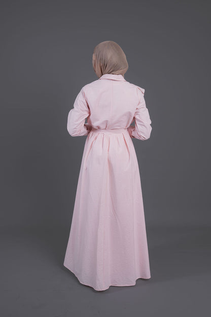 Front Ruffle Maxi Dress - Pink