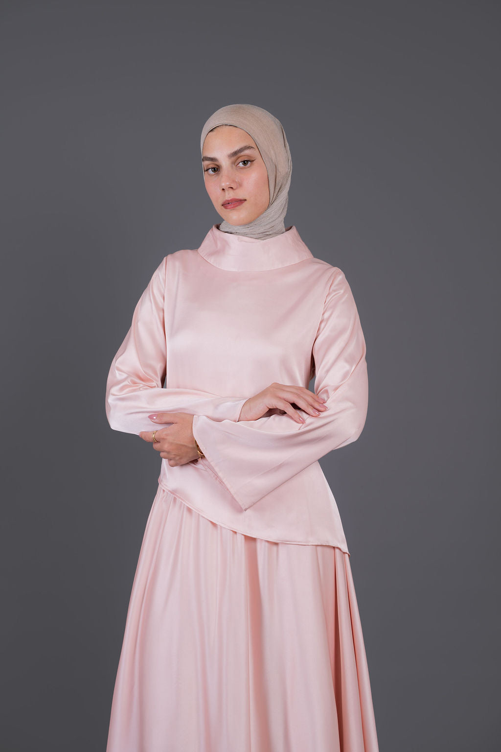 Soft Drape Satin Set -Pink