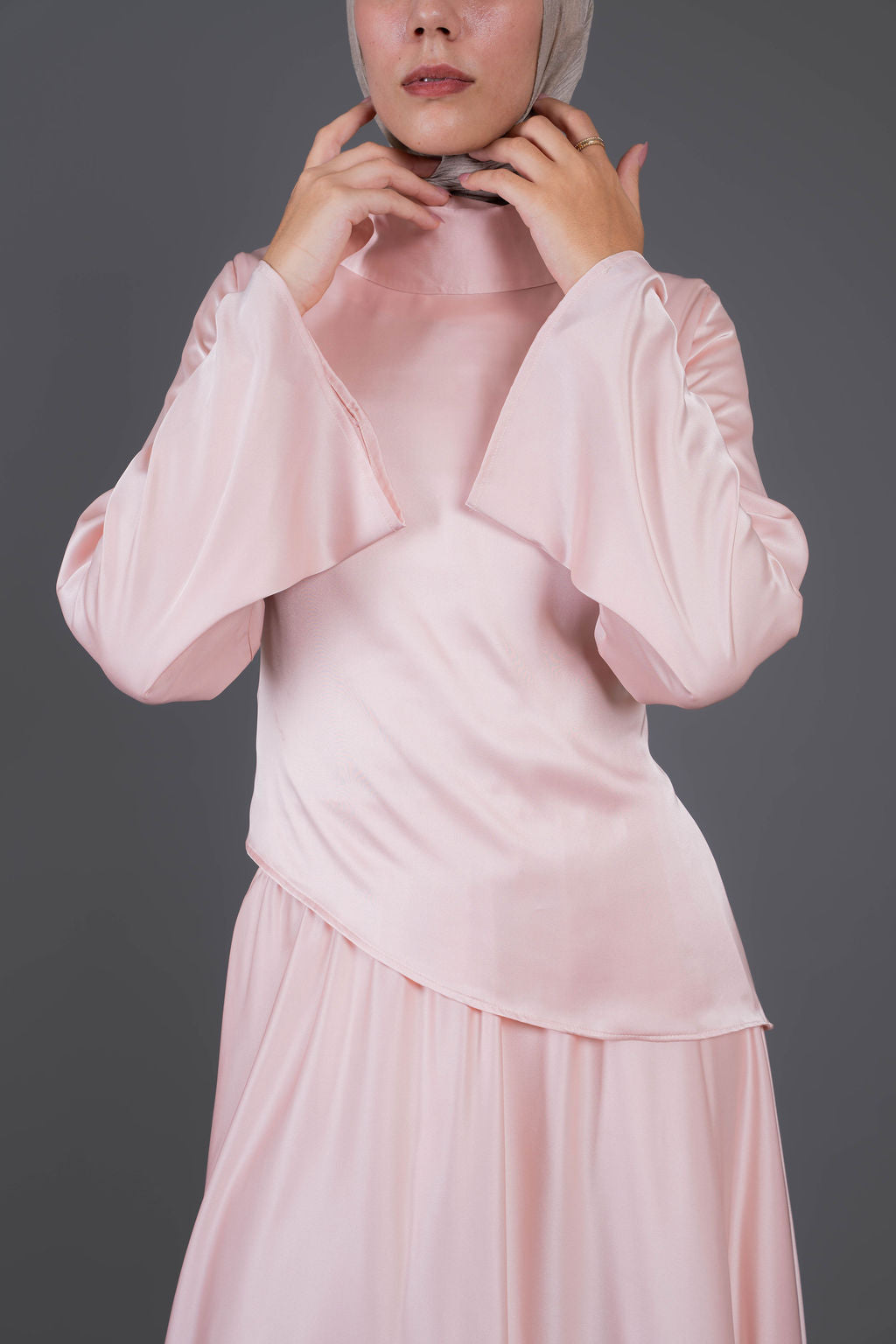 Soft Drape Satin Set -Pink