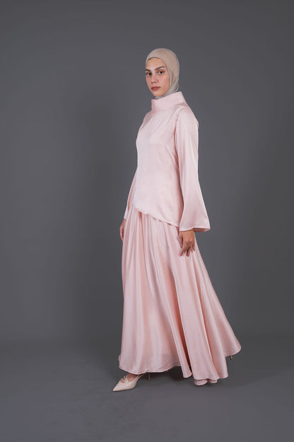Soft Drape Satin Set -Pink