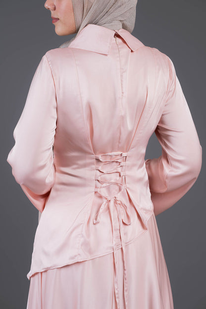 Soft Drape Satin Set -Pink
