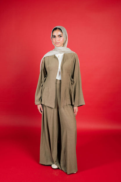 Drawstring Waist Set-Olive