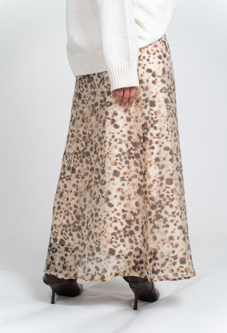 Flared Maxi Skirt - Leopard Print