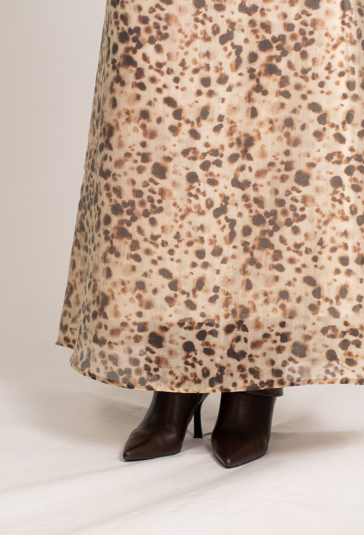 Flared Maxi Skirt - Leopard Print