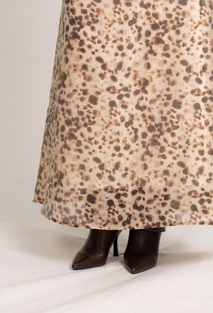 Flared Maxi Skirt - Leopard Print
