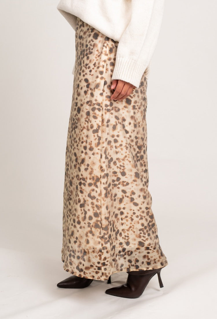 Flared Maxi Skirt - Leopard Print