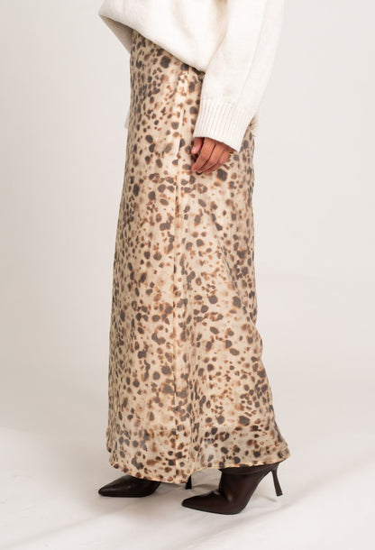 Flared Maxi Skirt - Leopard Print