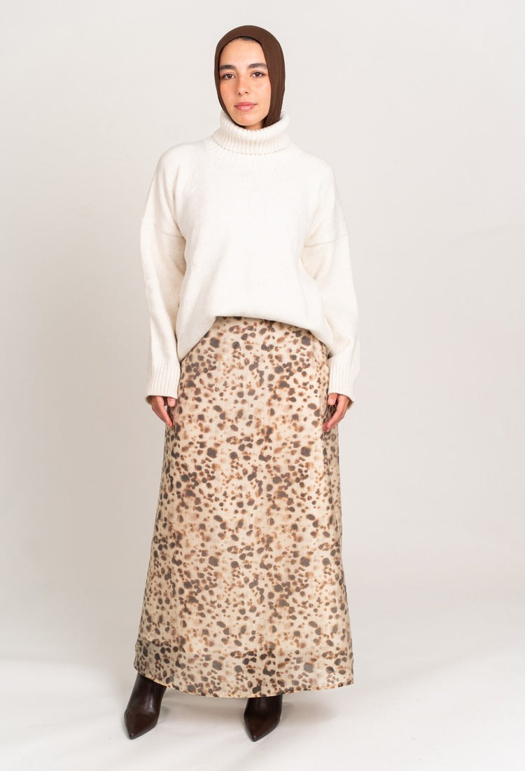 Flared Maxi Skirt - Leopard Print