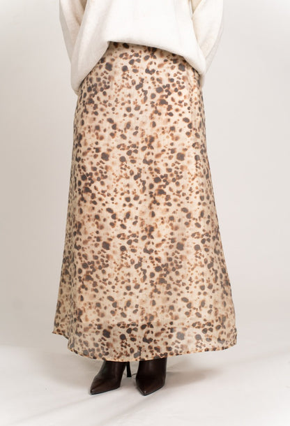 Flared Maxi Skirt - Leopard Print