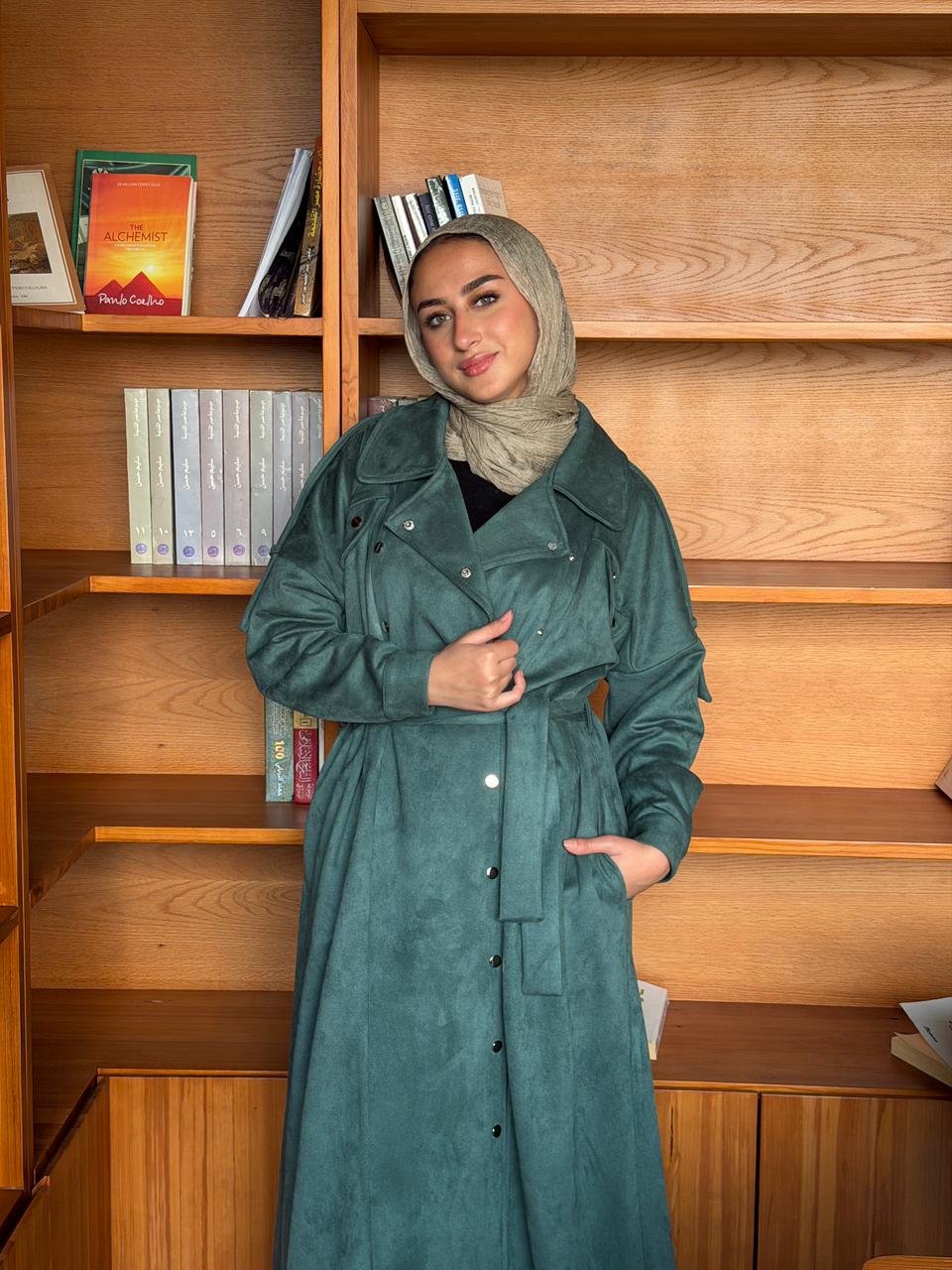 Suede Snap Coat -Dress- Teal