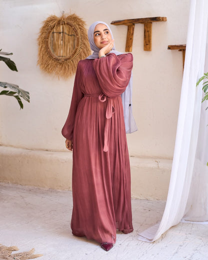 Shimmer Crinkled Satin Dress-Toby Outlet