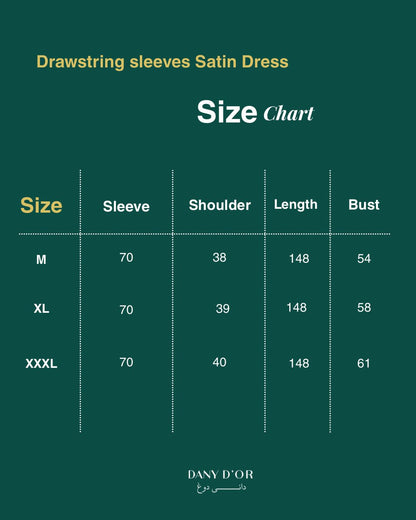 Drawstring Sleeves Satin Dress - Toby