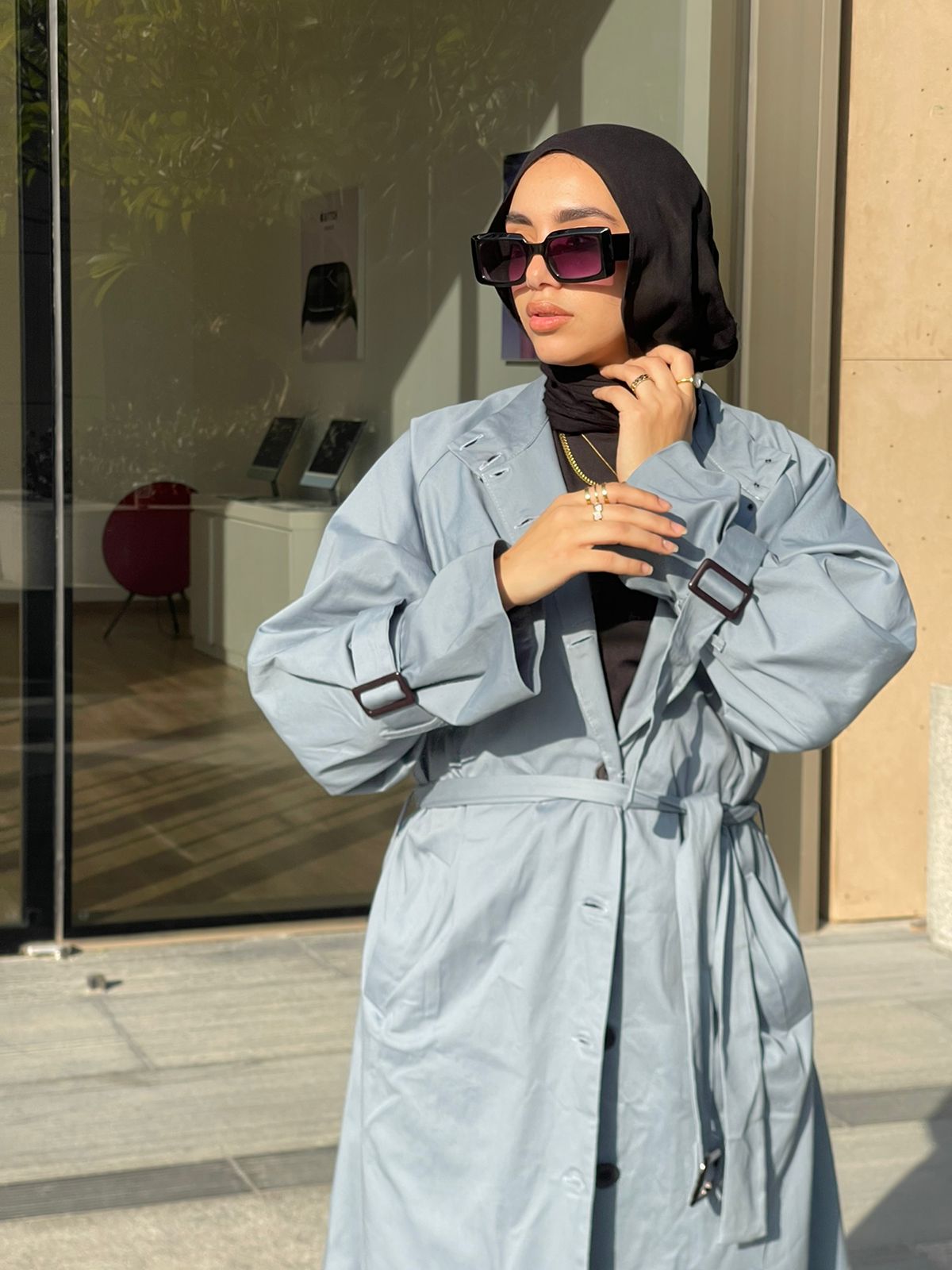 Gabardine Trench coat- Blue