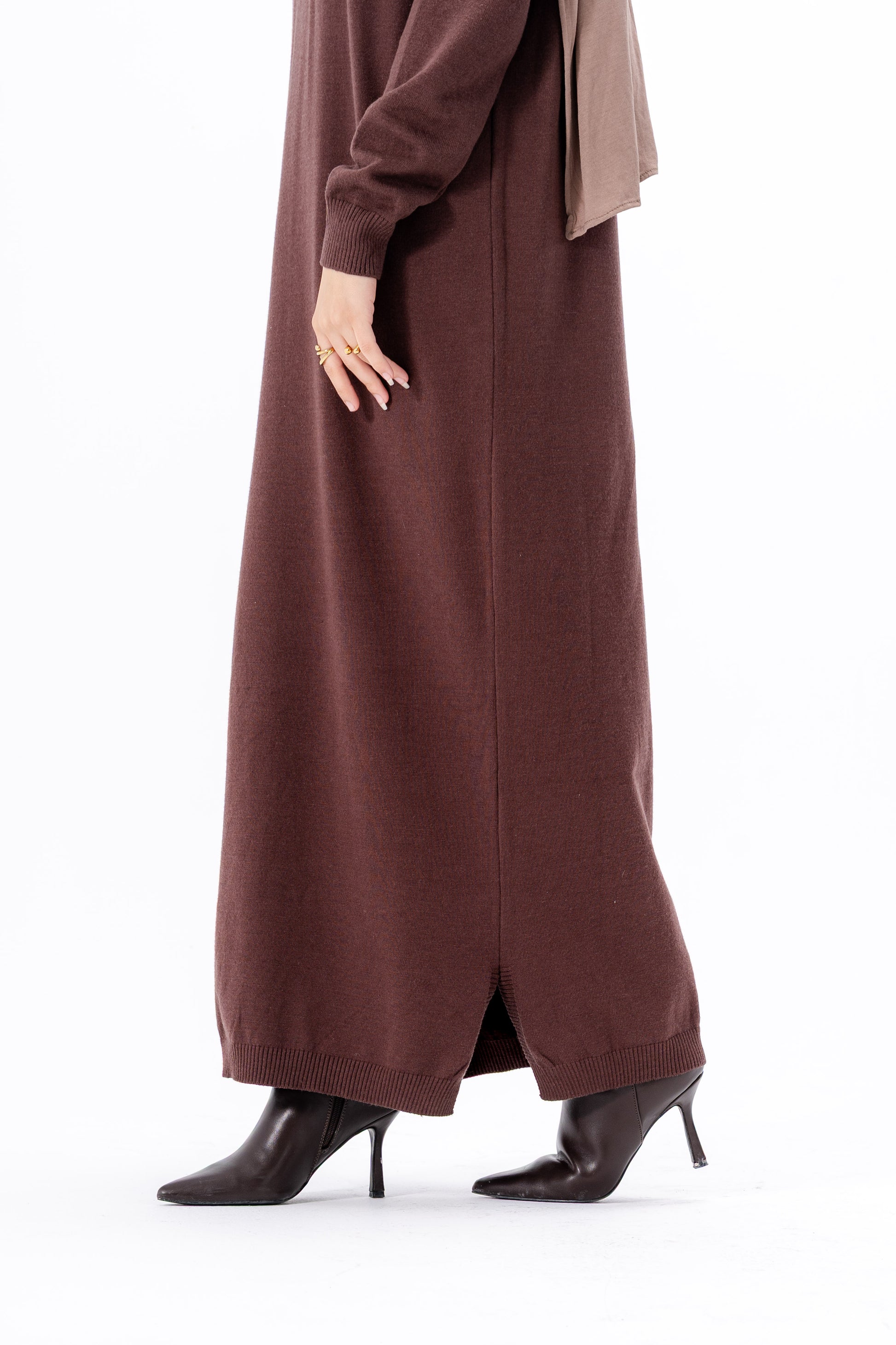 Long Basic Dress -Brown