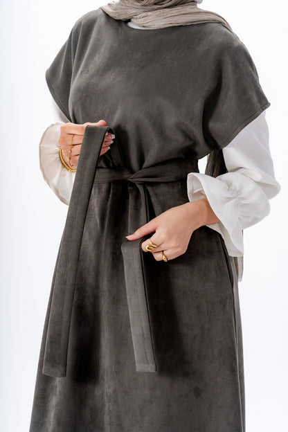 Layered White Sleeve Dress -Olive