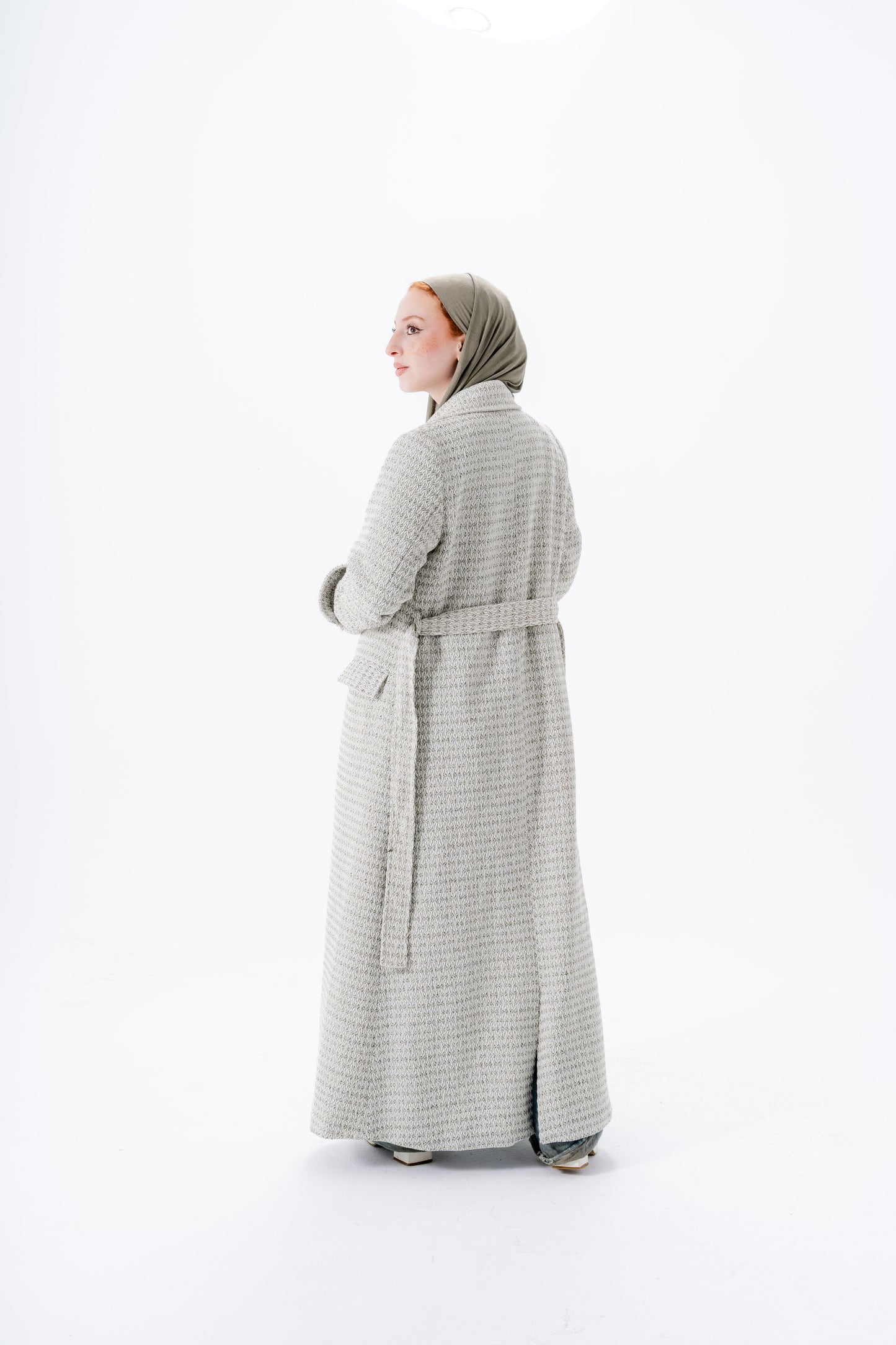 Elegant Tweed Coat-Olive