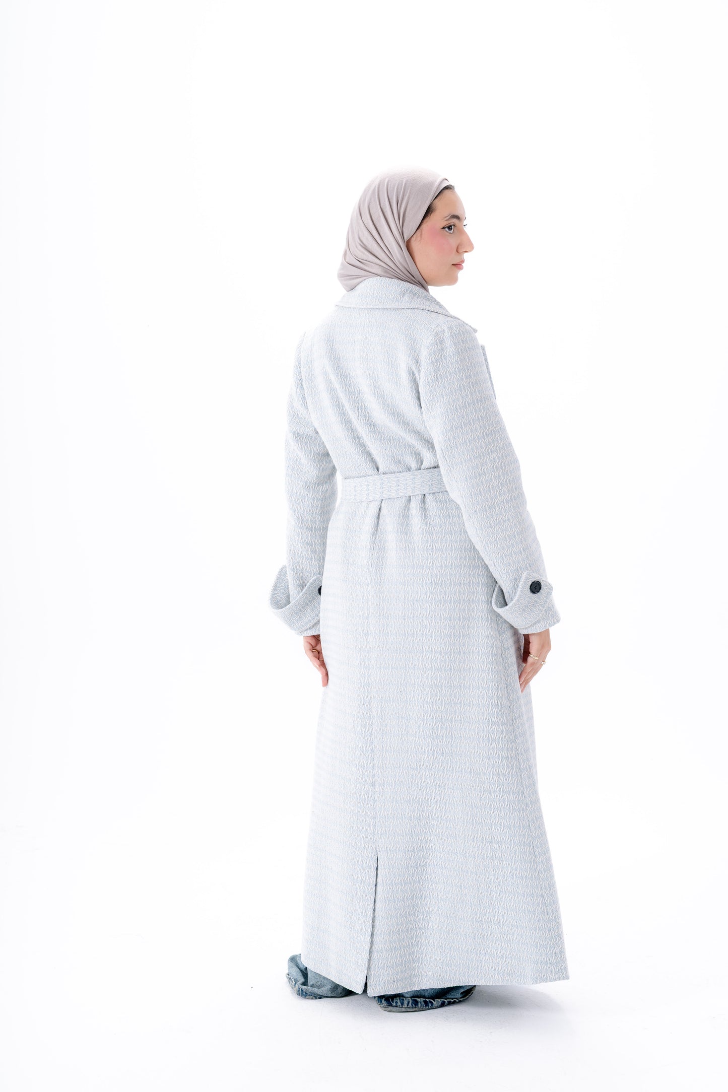 Elegant Tweed Coat -Baby Blue