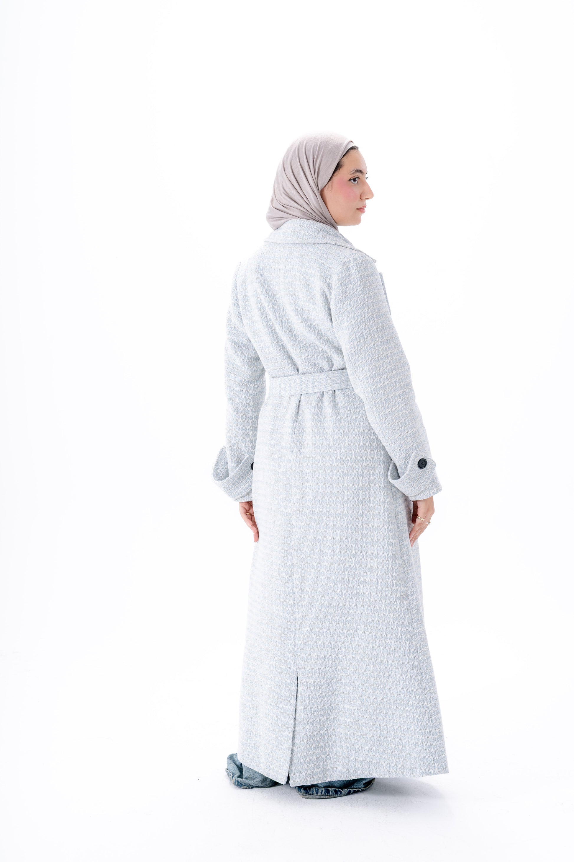 Elegant Tweed Coat -Baby Blue