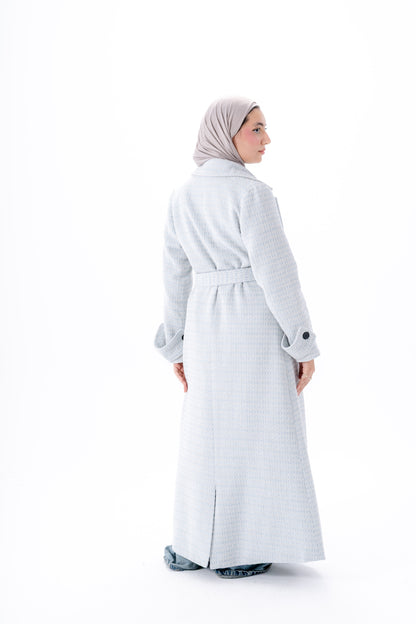 Elegant Tweed Coat -Baby Blue