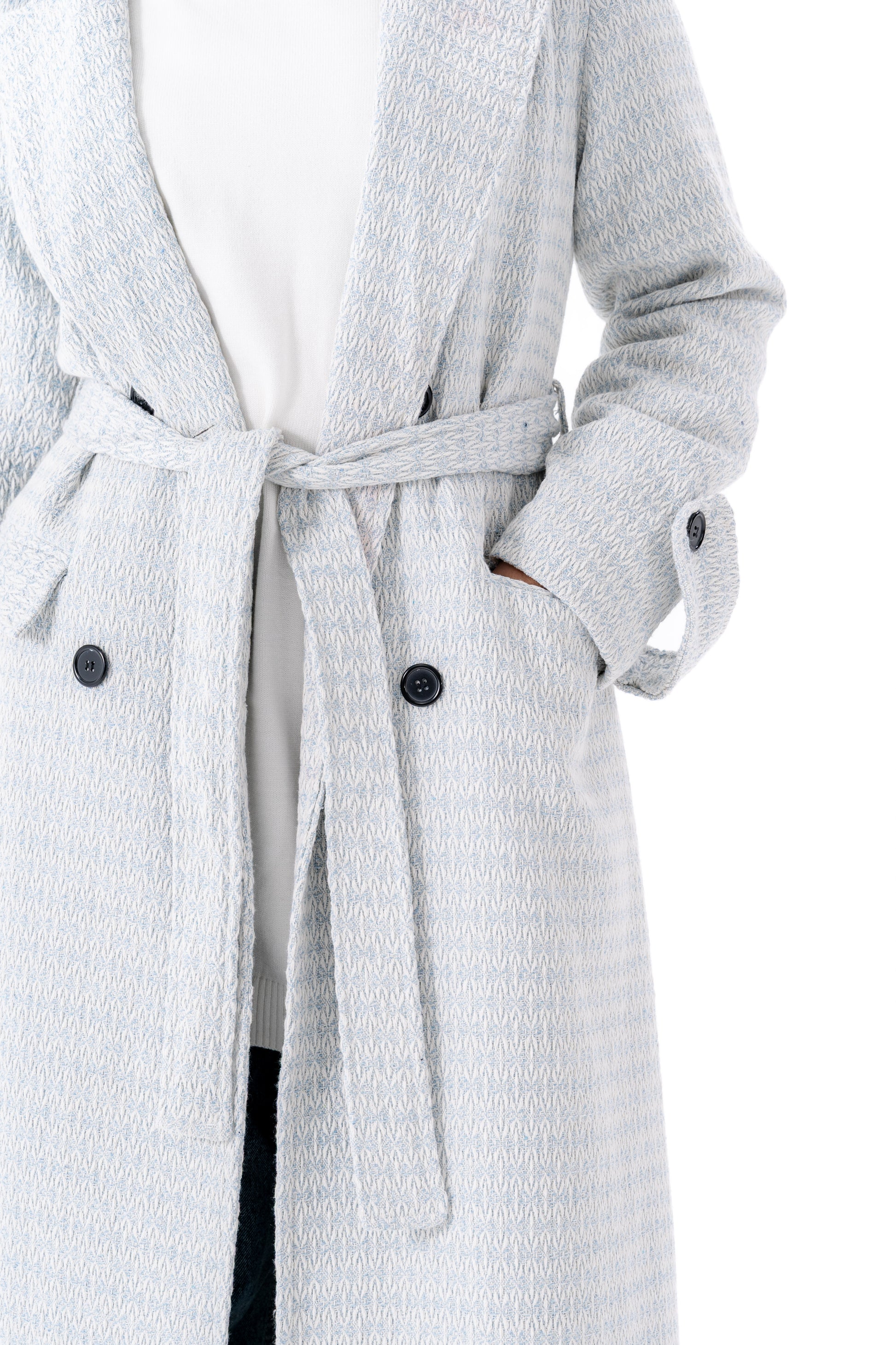 Elegant Tweed Coat -Baby Blue