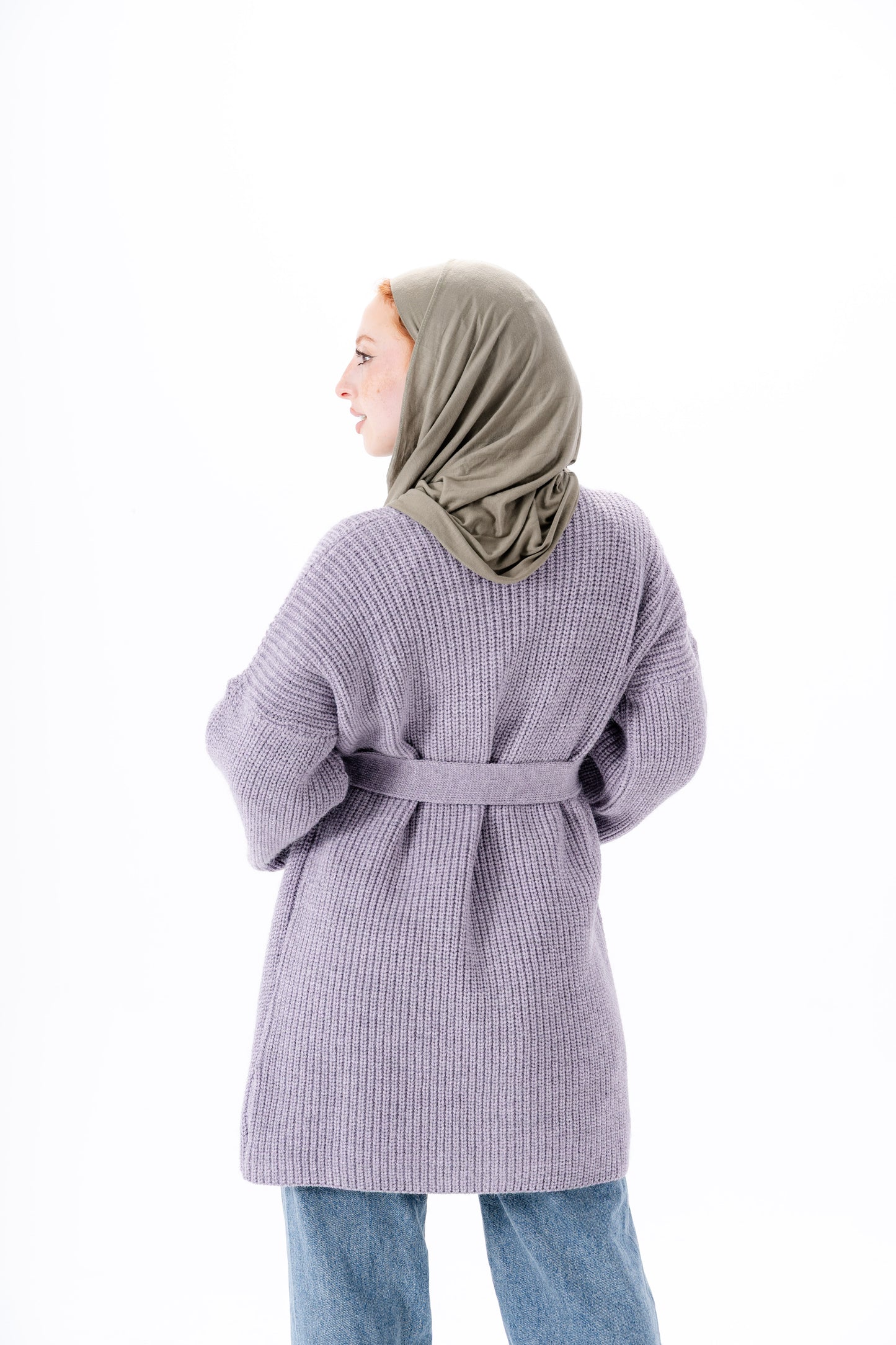 Oversized Knitted Cardigan -Lilac