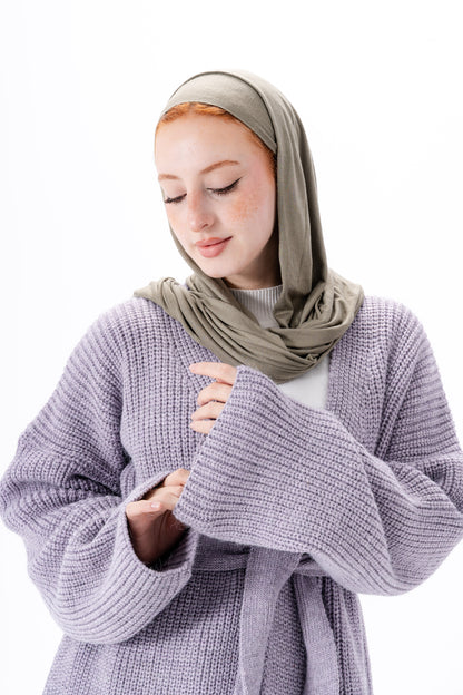 Oversized Knitted Cardigan -Lilac