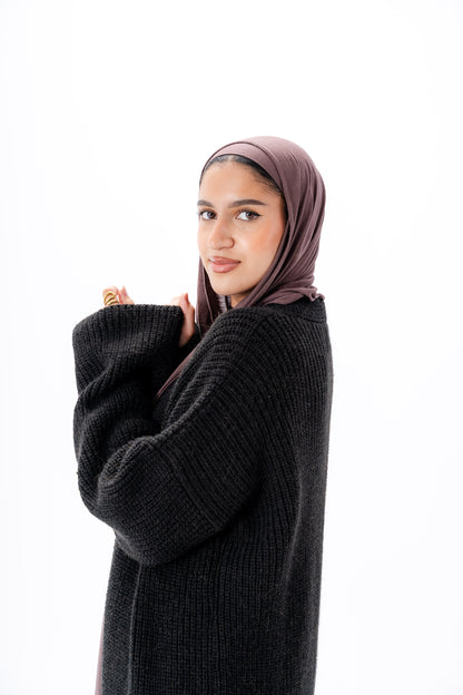 Oversized Knitted Cardigan -Black