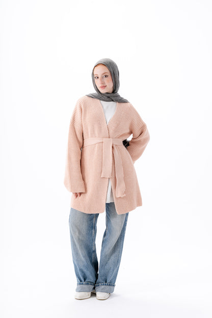 Oversized Knitted Cardigan -Pink